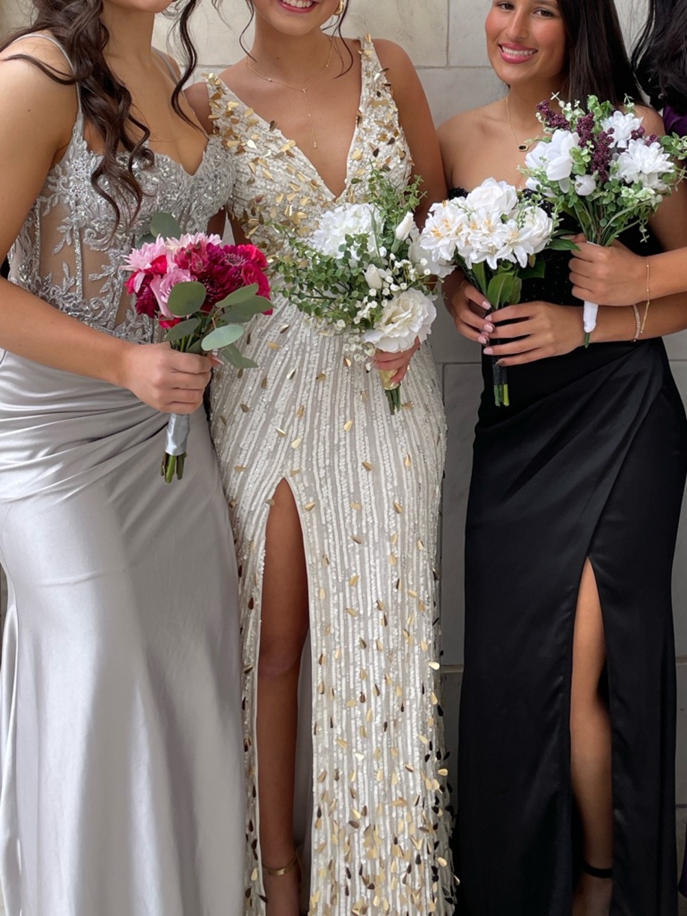 Elegant White Sequin Gown with Gold Accents - Women Dresses - Picture 5 of 5